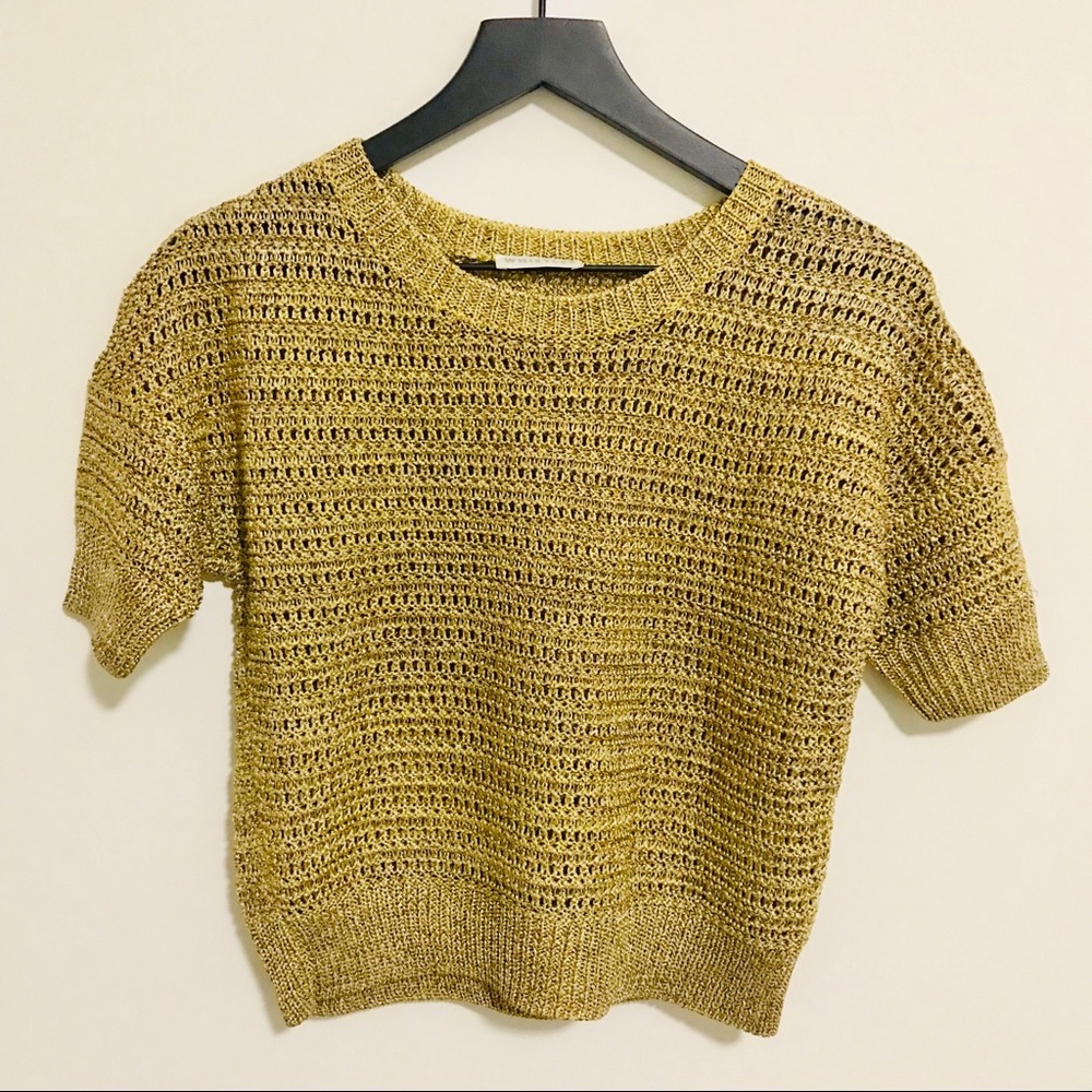 Whistles new gold knitted short sleeve shirt.